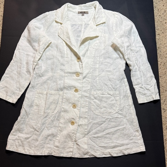 Flax white elegant Medium blazer with pockets - Picture 1 of 7